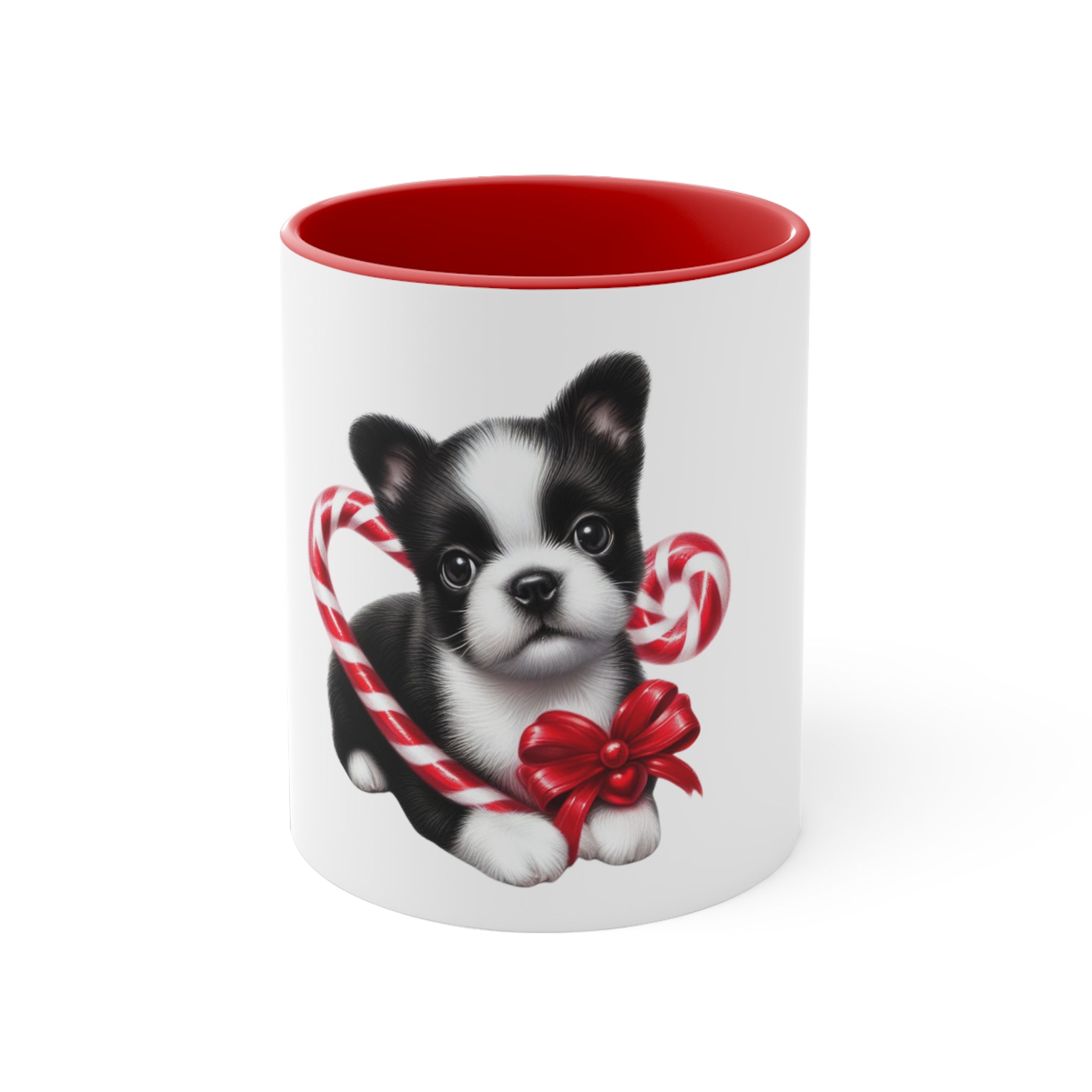 BOSTON TERRIER Christmas Coffee Mug, 11oz - Candy Cane puppy