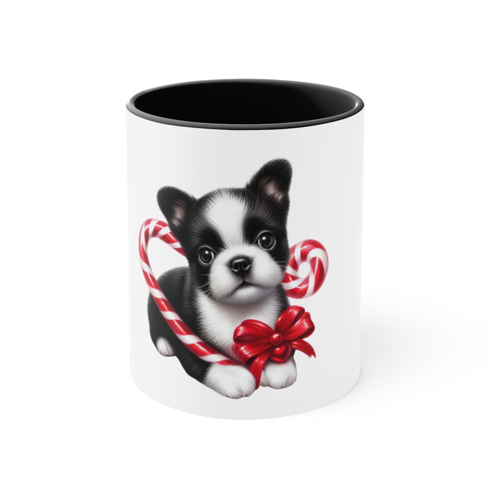 BOSTON TERRIER Christmas Coffee Mug, 11oz - Candy Cane puppy